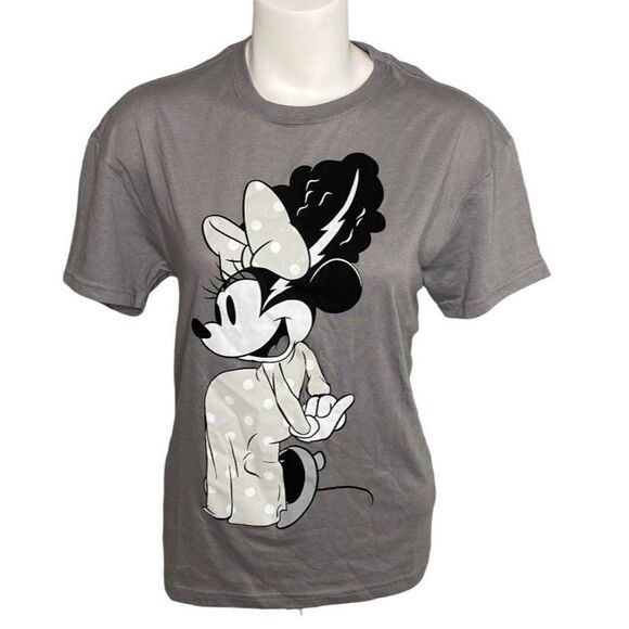 Disney Tops - Minnie Mouse Shirt Top Womens LARGE Gray Black White FrankenBride Cute Funny NEW